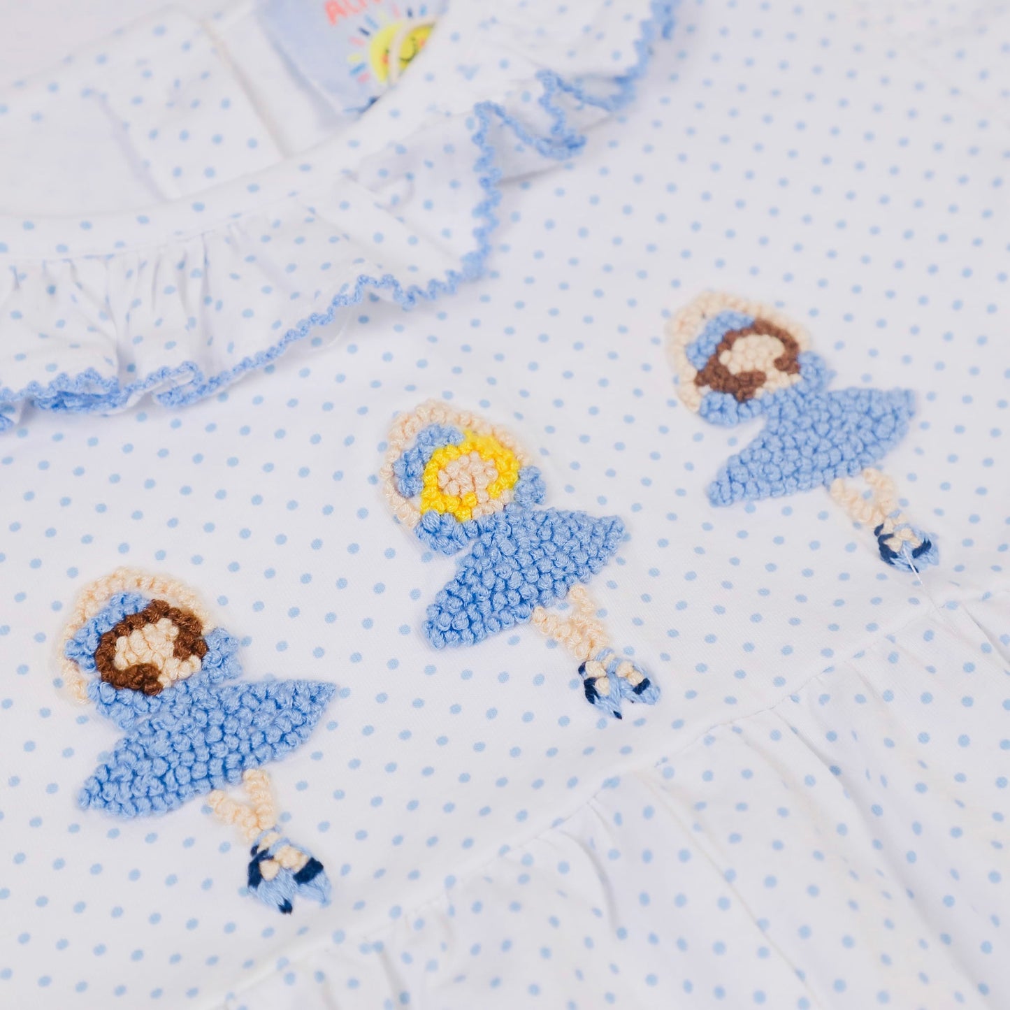 Polka Dot French Knot Ballerina, Blue