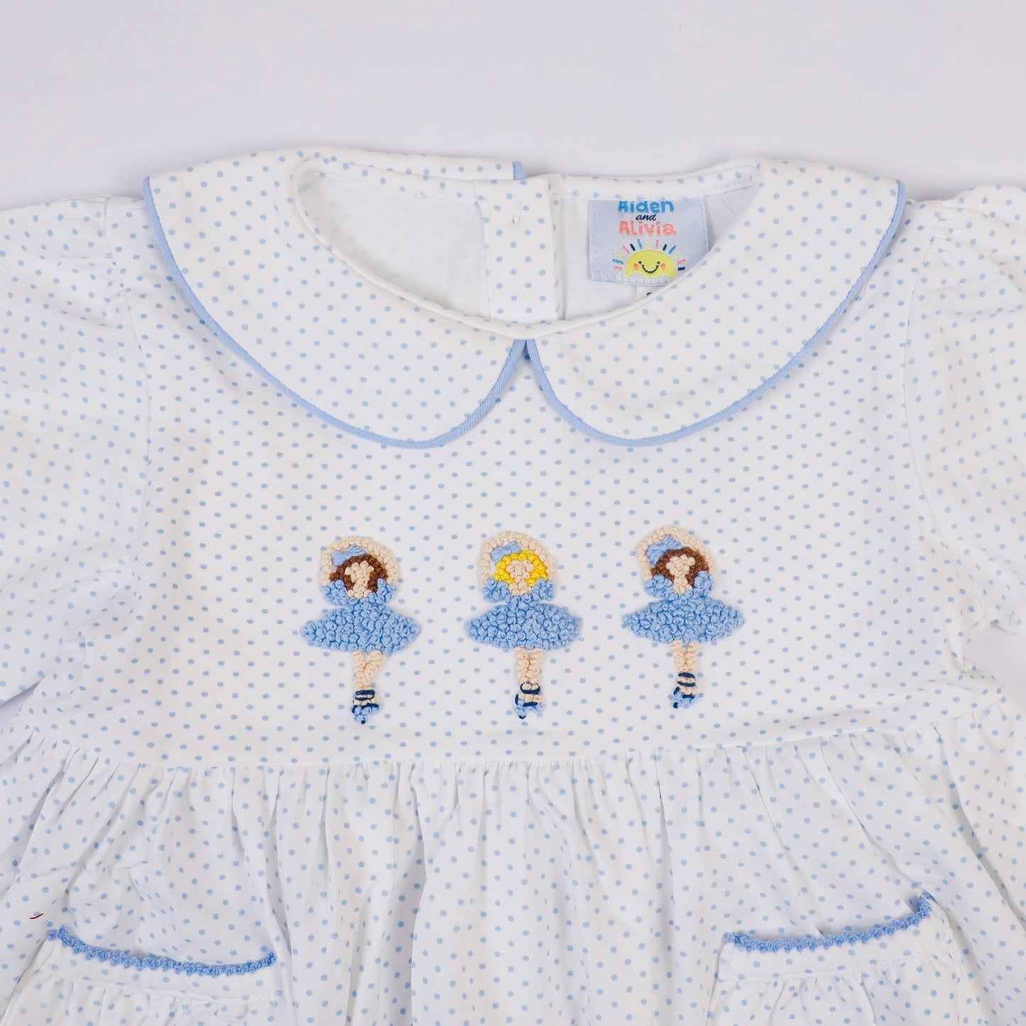 Polka Dot French Knot Ballerina, Blue