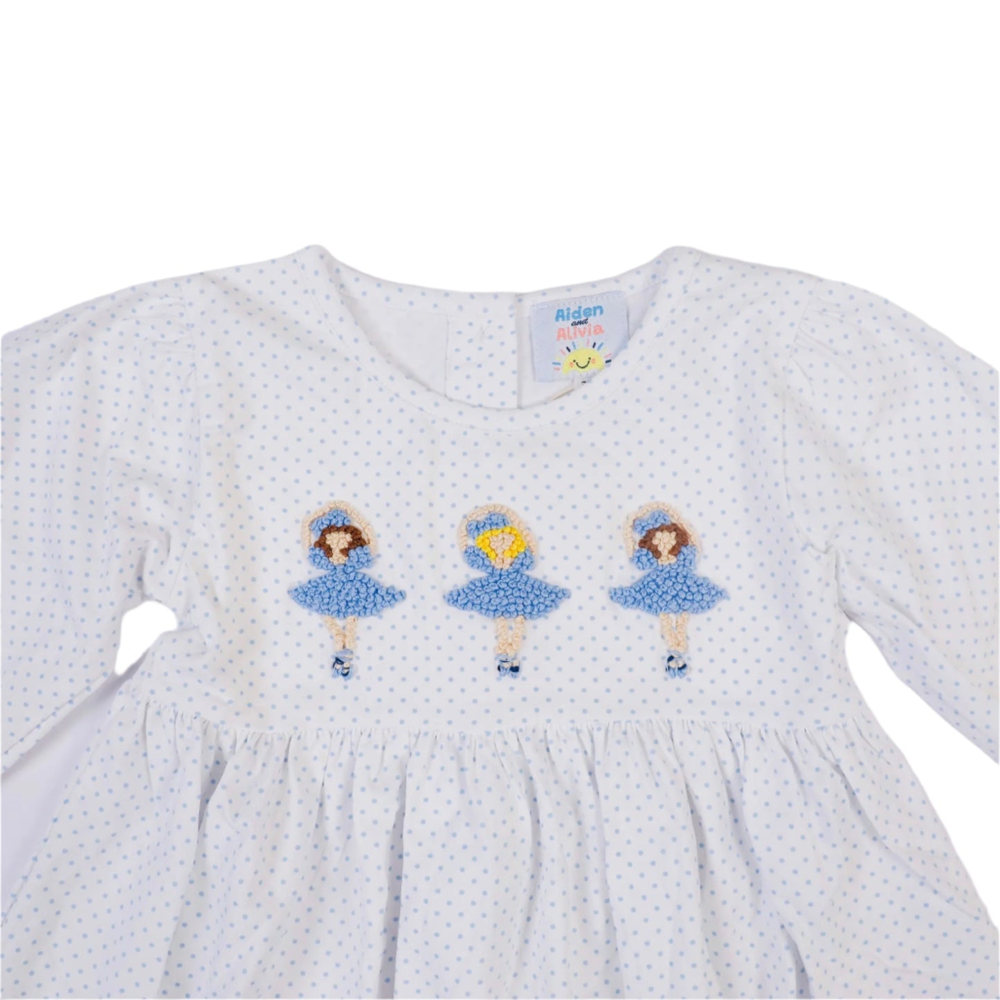 Polka Dot French Knot Ballerina, Blue