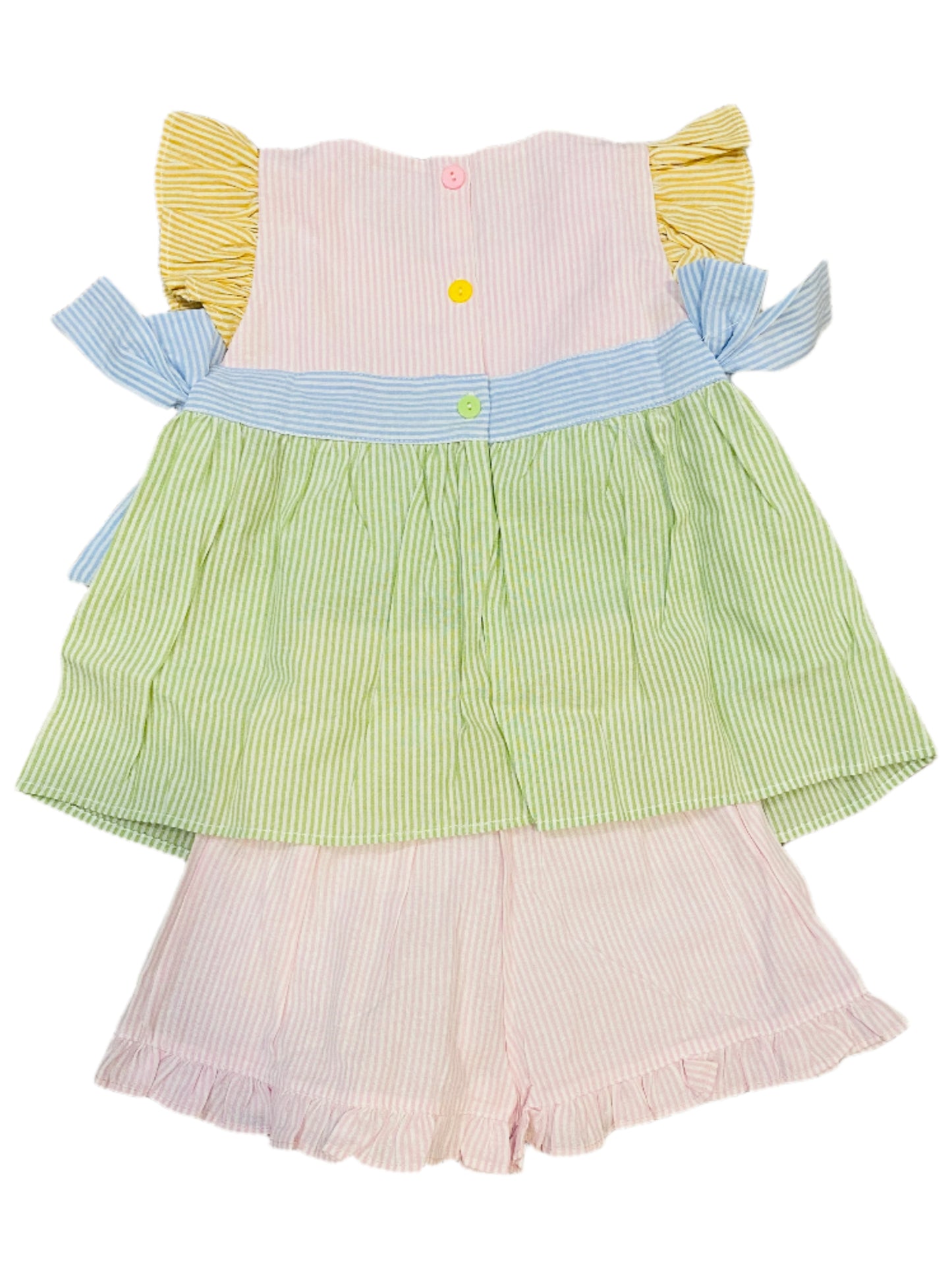 Spring Tie Seersucker Short Set