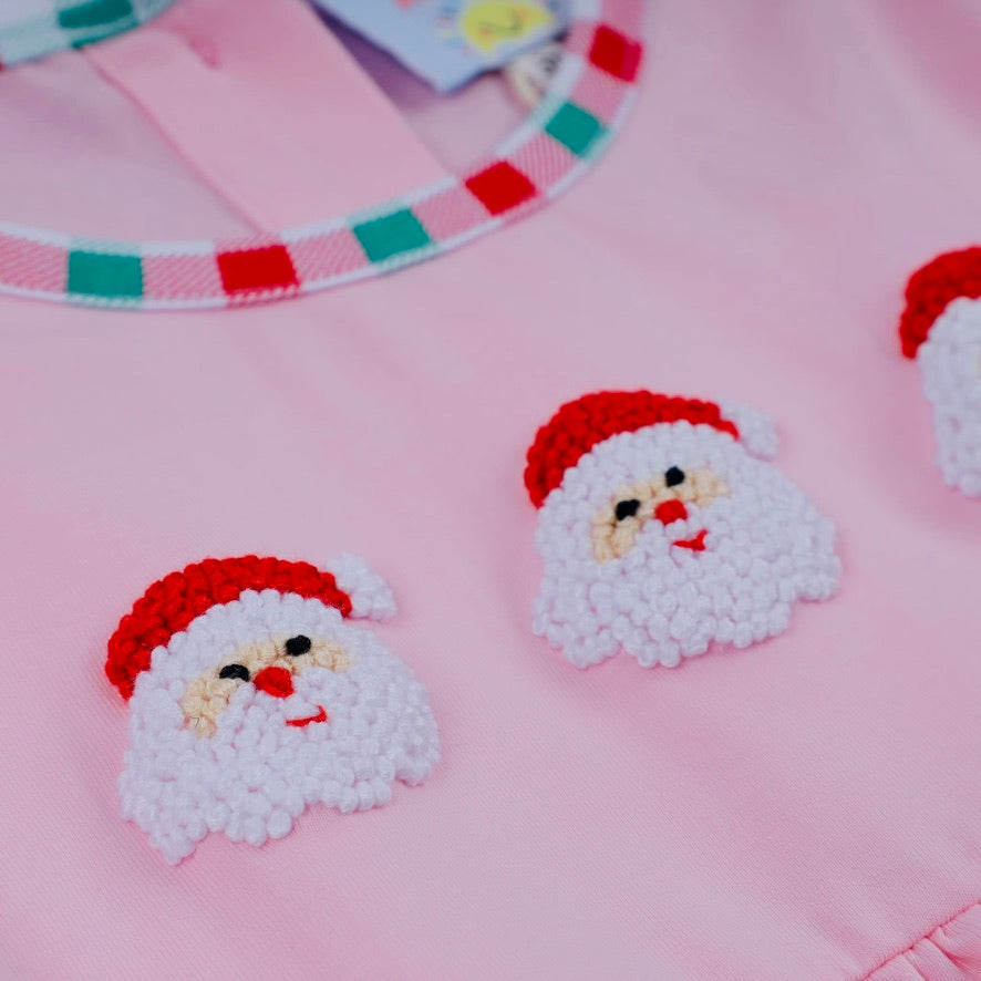 Triple Santa French Knot Pant Set, Pink