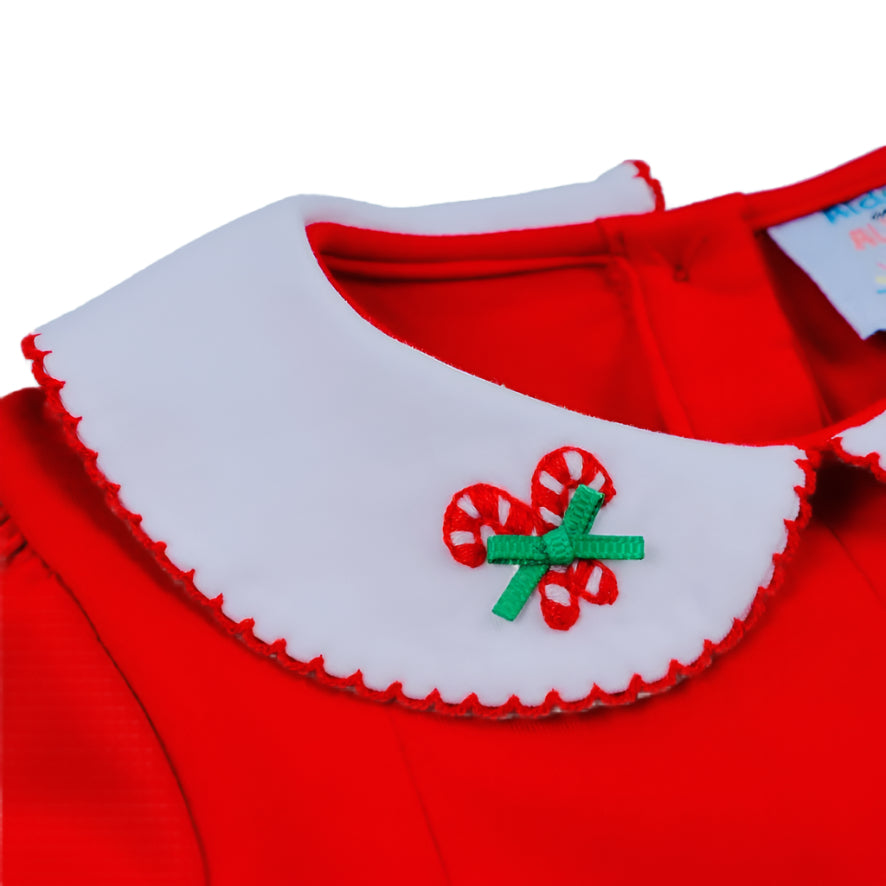 Candy Cane Collar Dress, Red