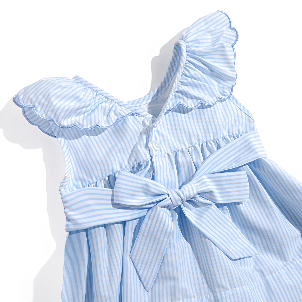 Floral Smock Pinstripe Diaper Set, Blue