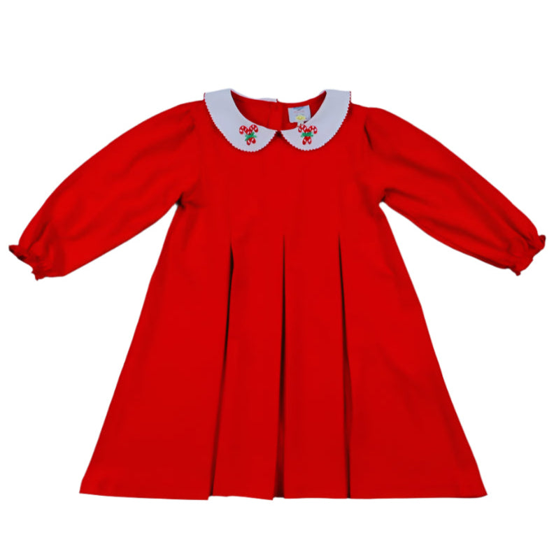 Candy Cane Collar Dress, Red