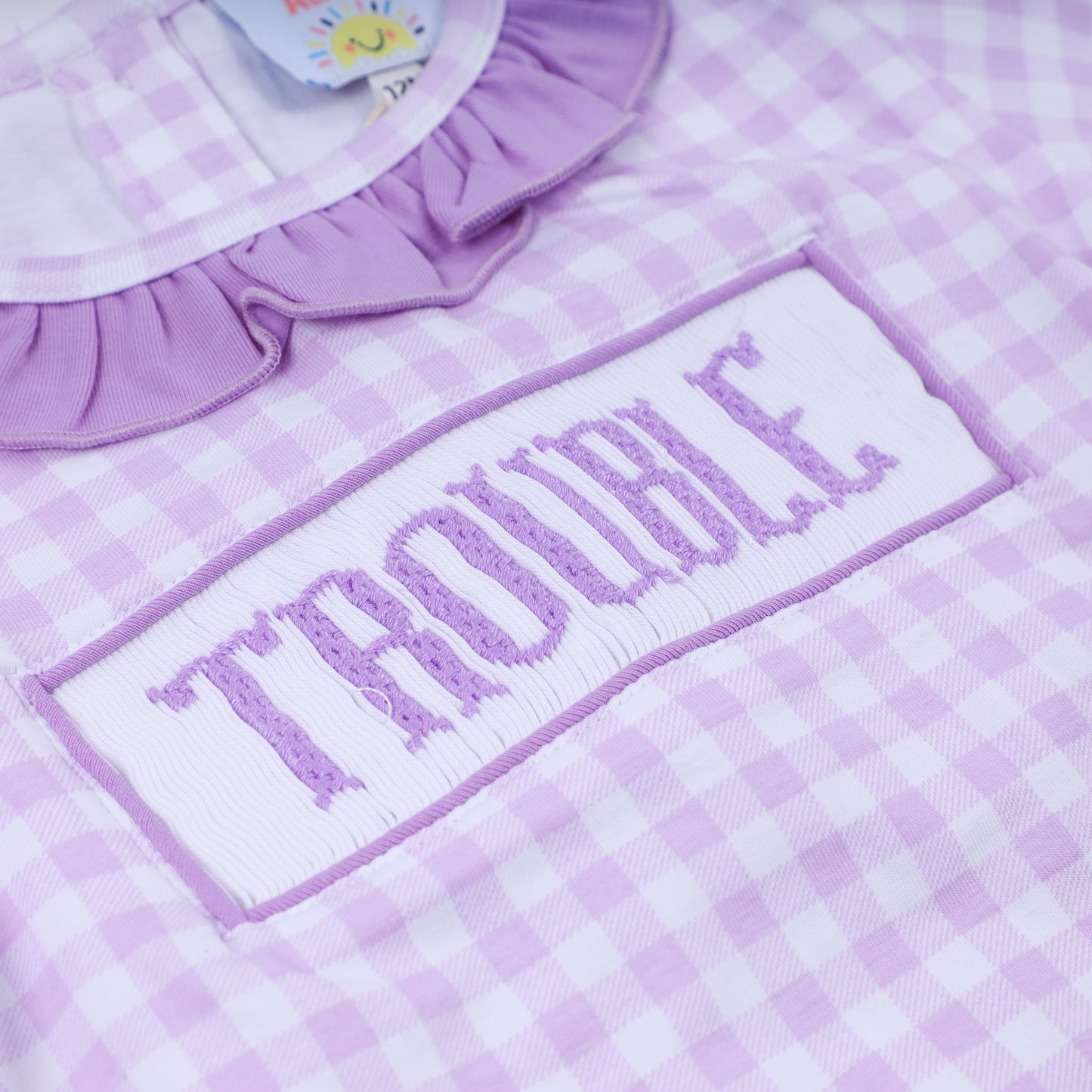 "TROUBLE" Smock Diaper Set, Pale Purple