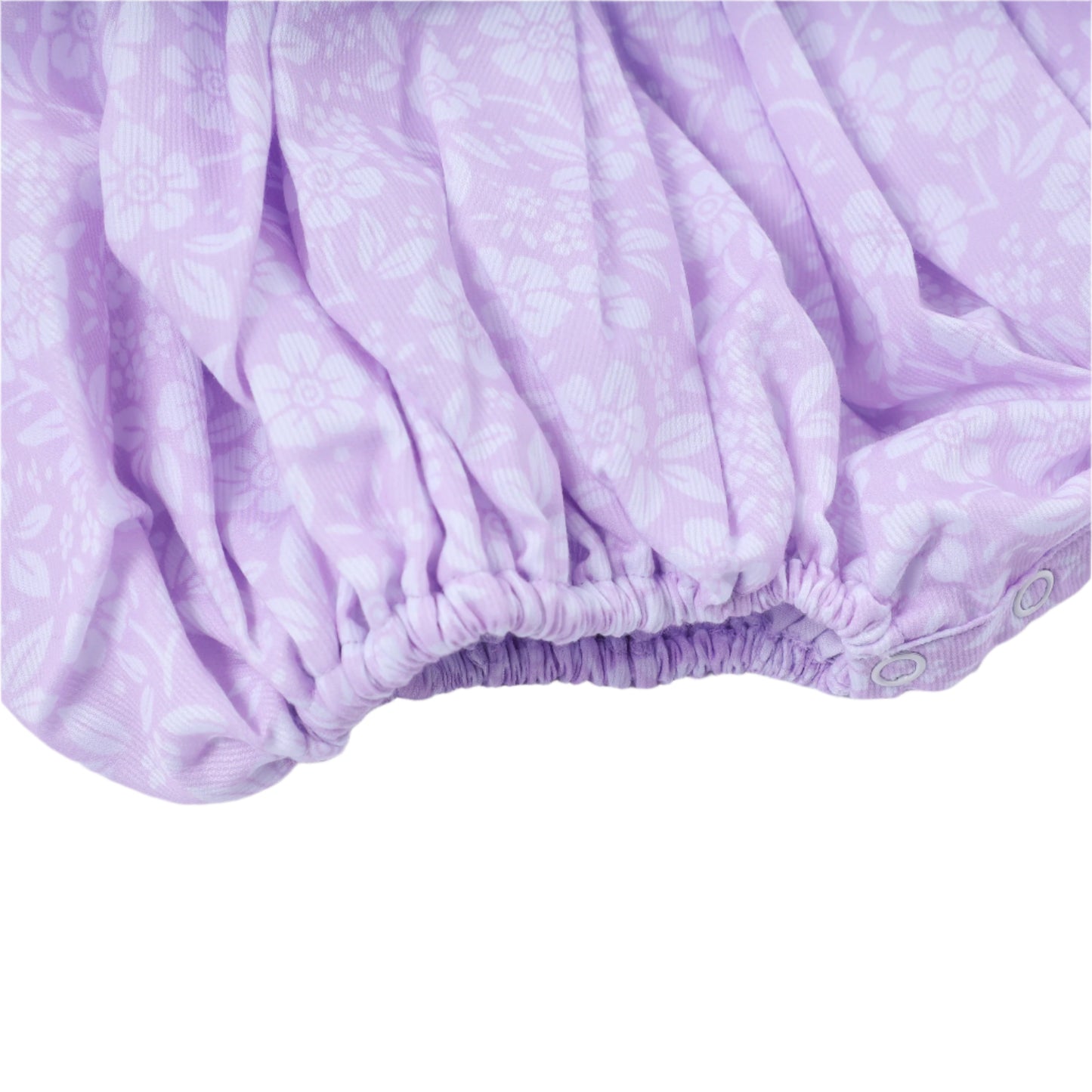 White Floral Tie Smocked Bubble, Lavender