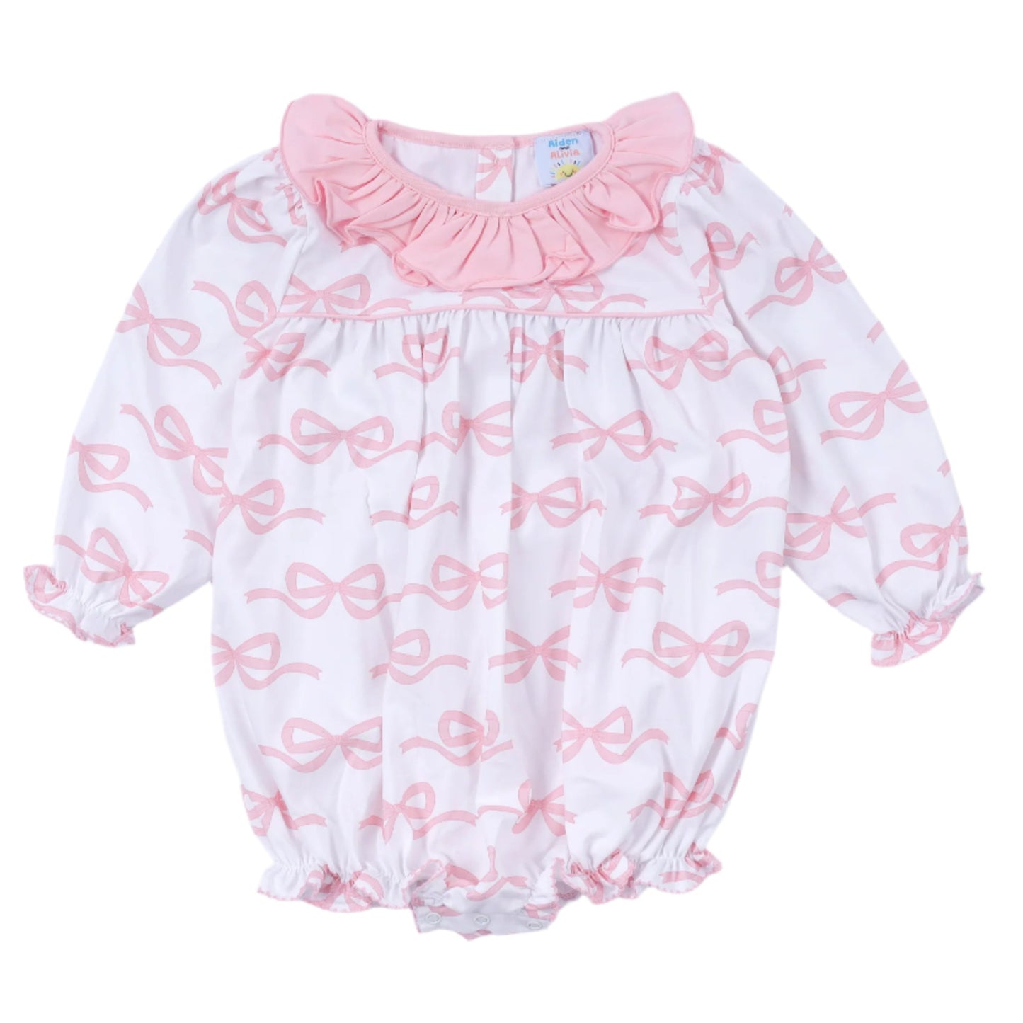 Ribbon Long Sleeve Bubble, Pink
