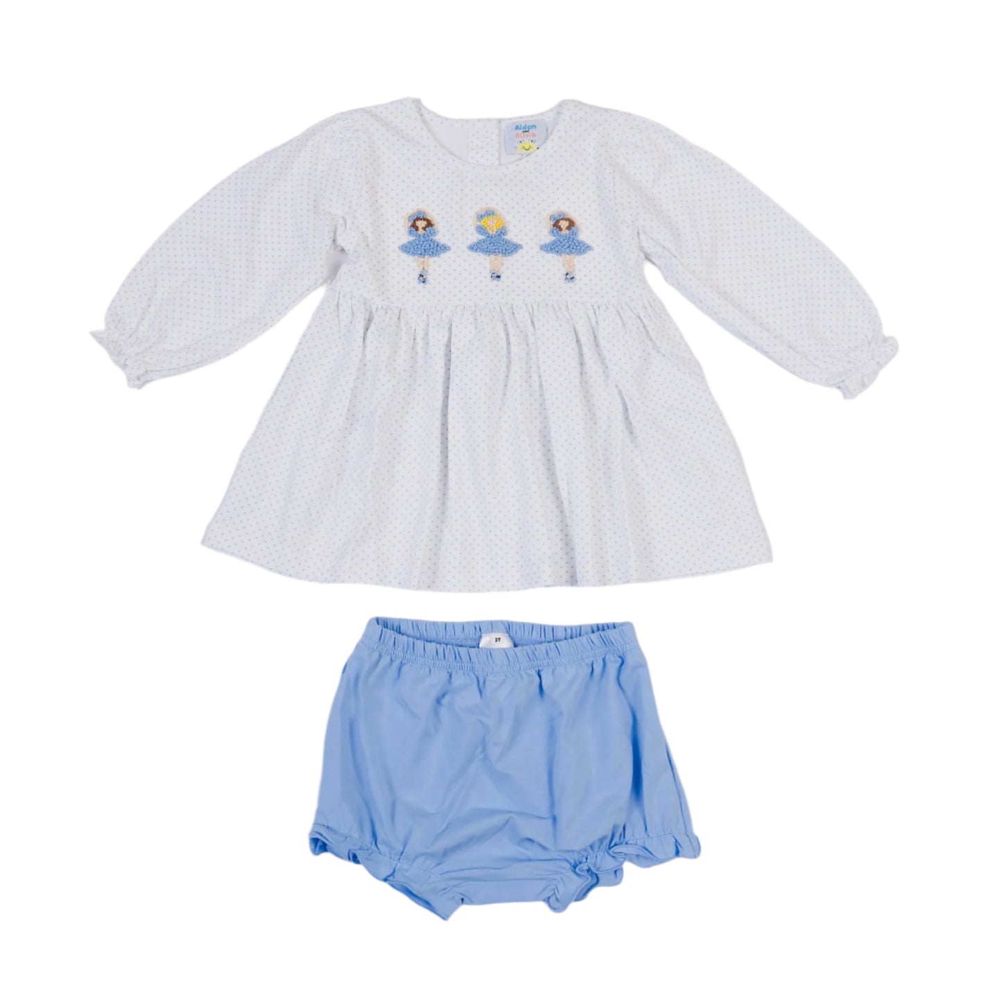 Polka Dot French Knot Ballerina, Blue