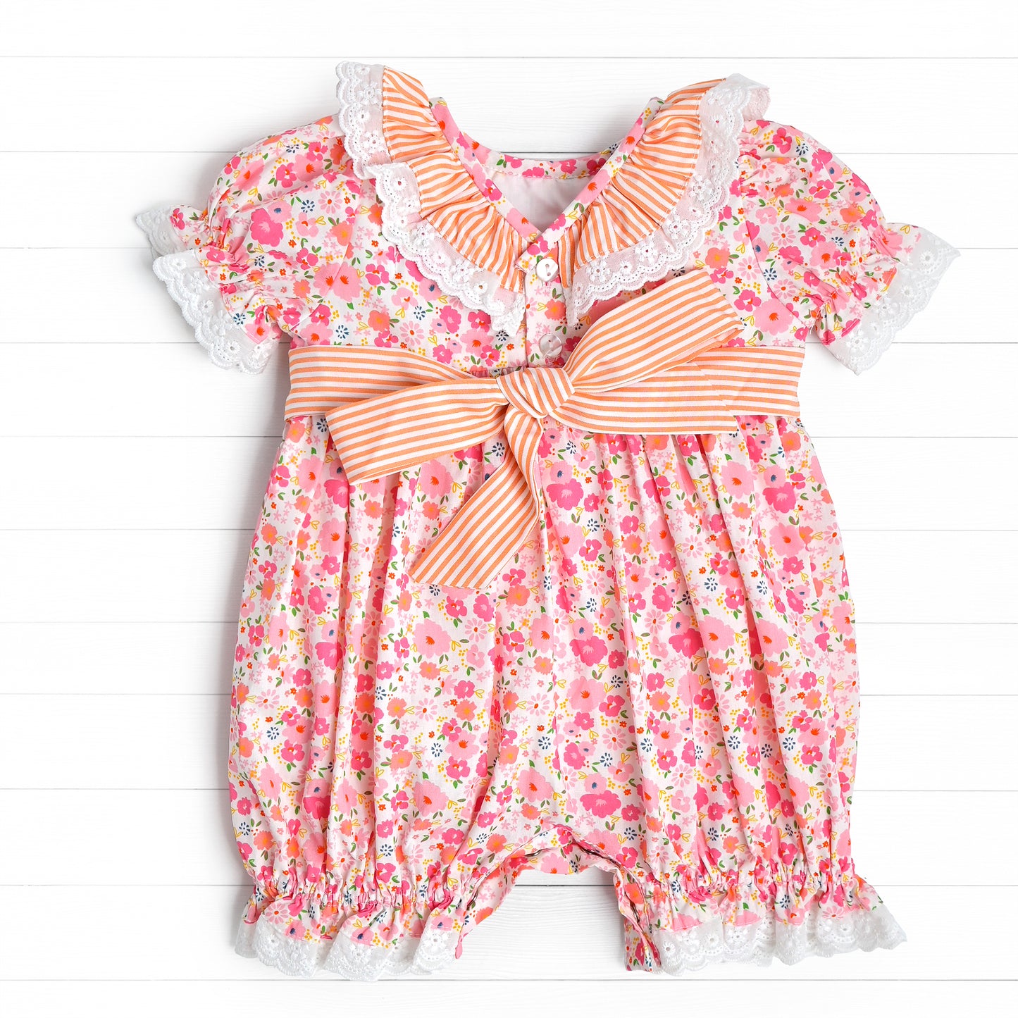 Triple Pumpkin Smocked Bubble, Pink