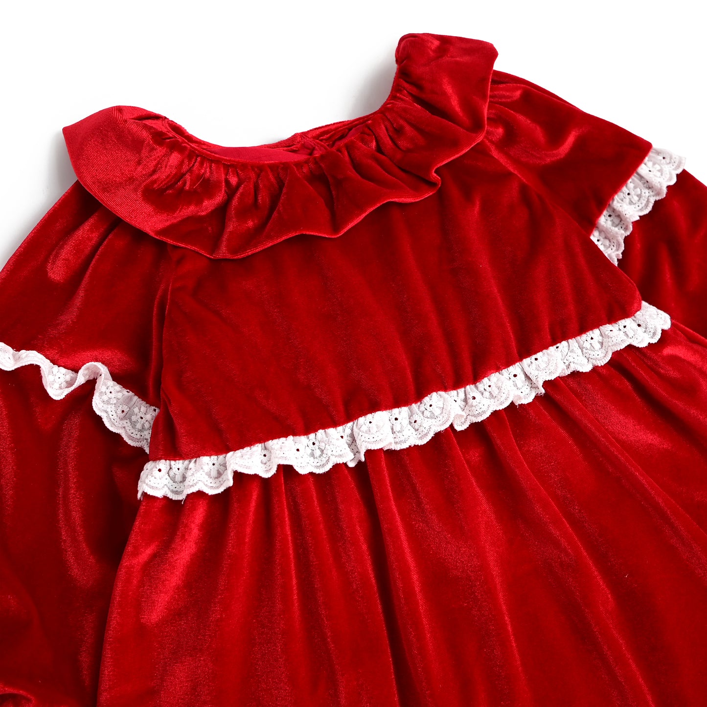 Velvet Eyelet Dress, Red