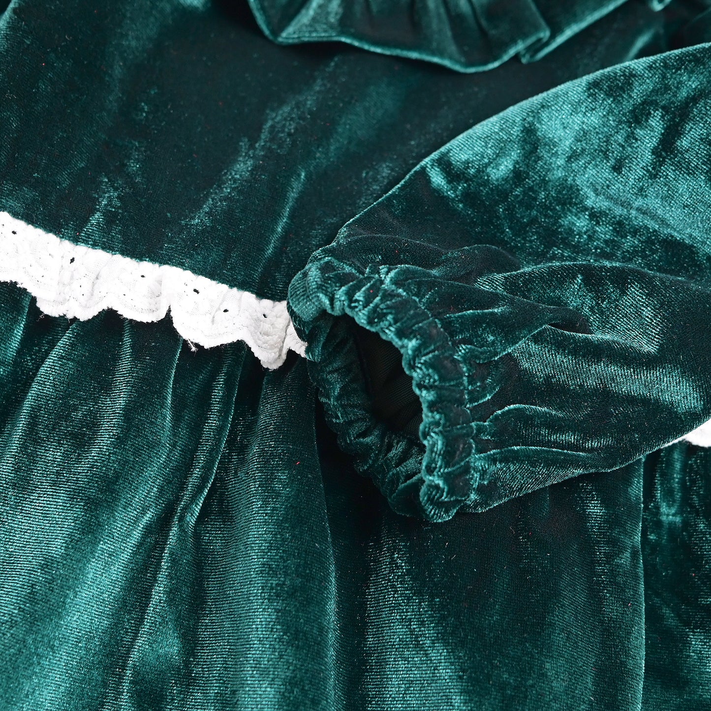 Velvet Eyelet Dress, Green