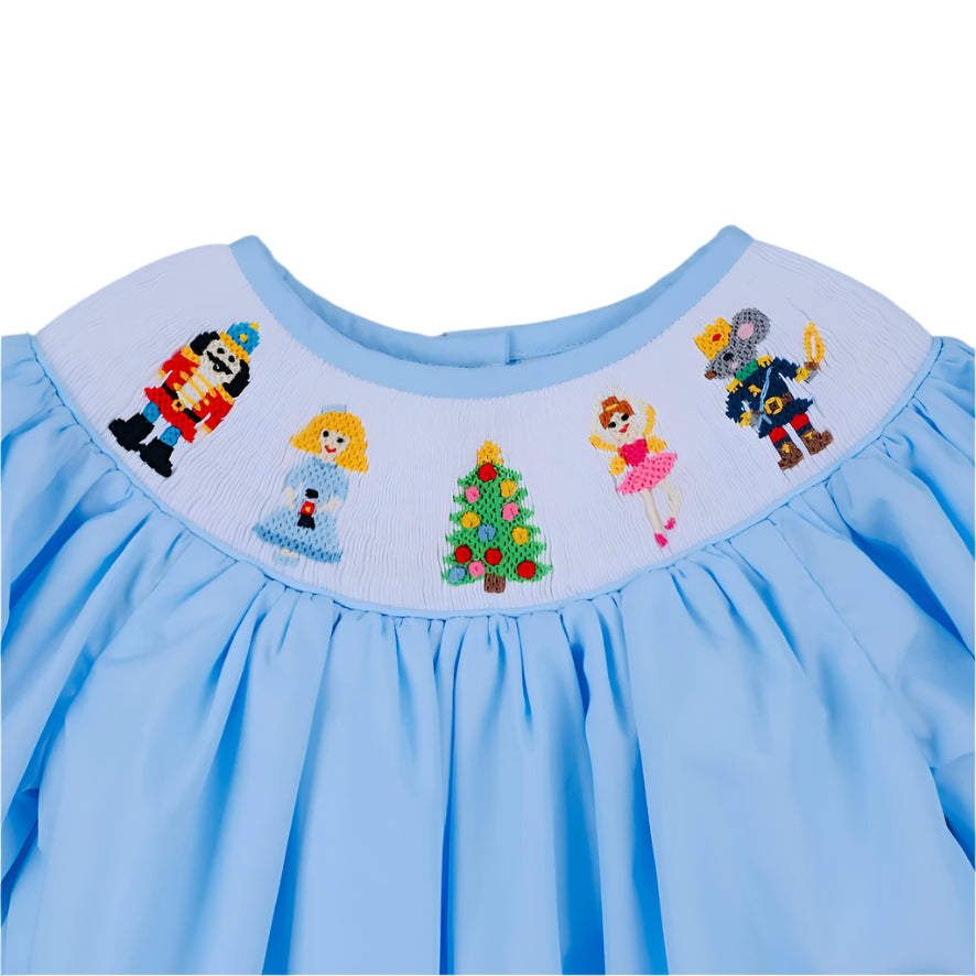 Christmas Smocked Dress, Blue