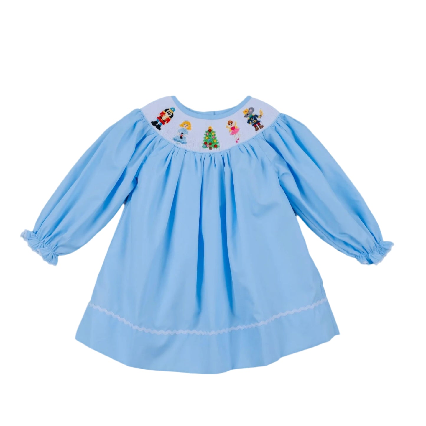 Christmas Smocked Dress, Blue