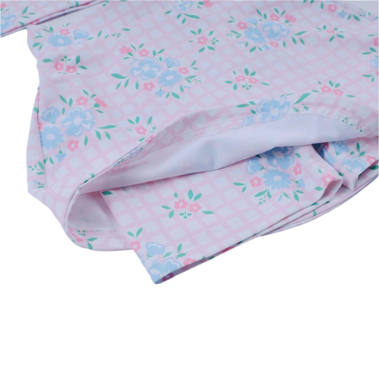 Classic Tennis Gingham Floral Skort Set, Pink