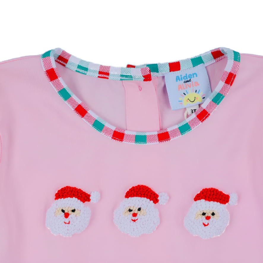 Triple Santa French Knot Pant Set, Pink