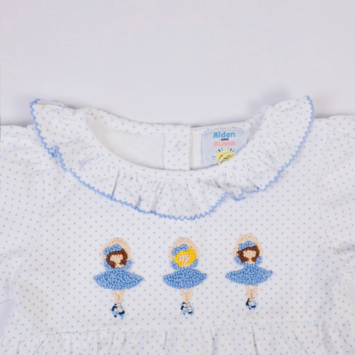 Polka Dot French Knot Ballerina, Blue