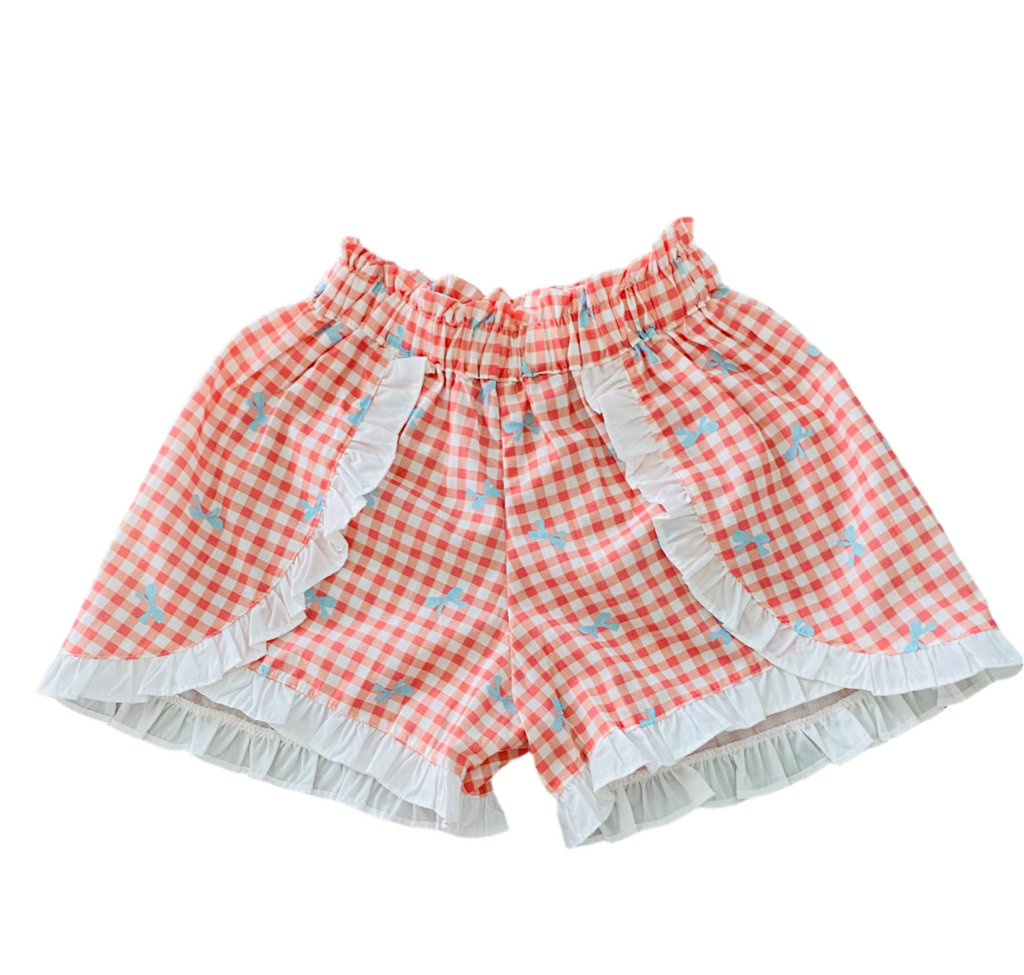 Gingham Floating Ties Short Set, Orange