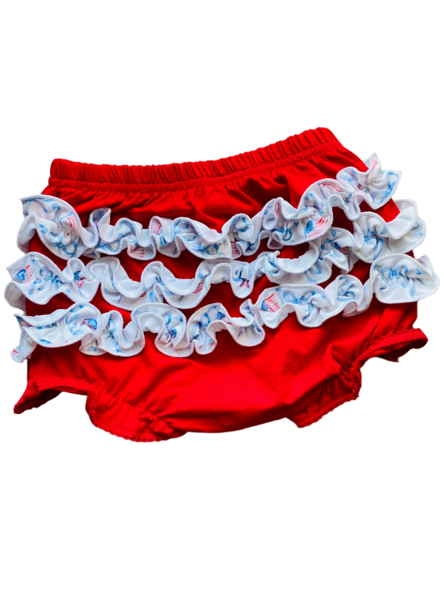 (NEW) Patriotic Flag Bow Smocked Diaper Set