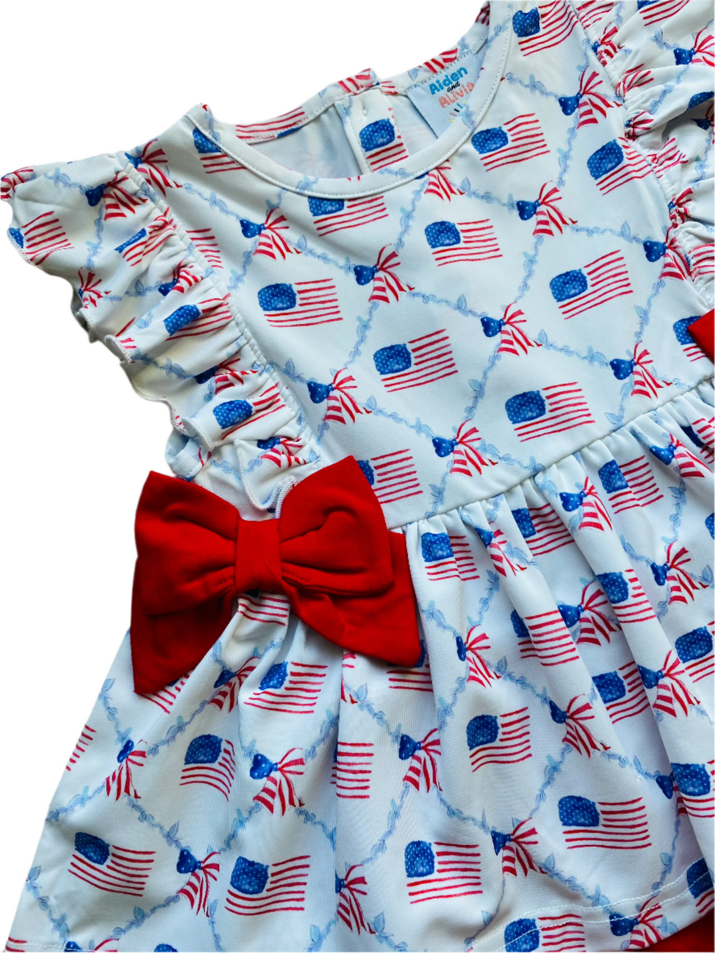 (NEW) Flag Bow Side Tie Diaper Set