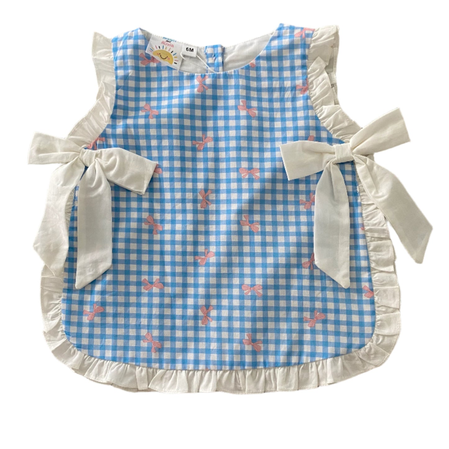 Gingham Floating Ties Short Set, Blue