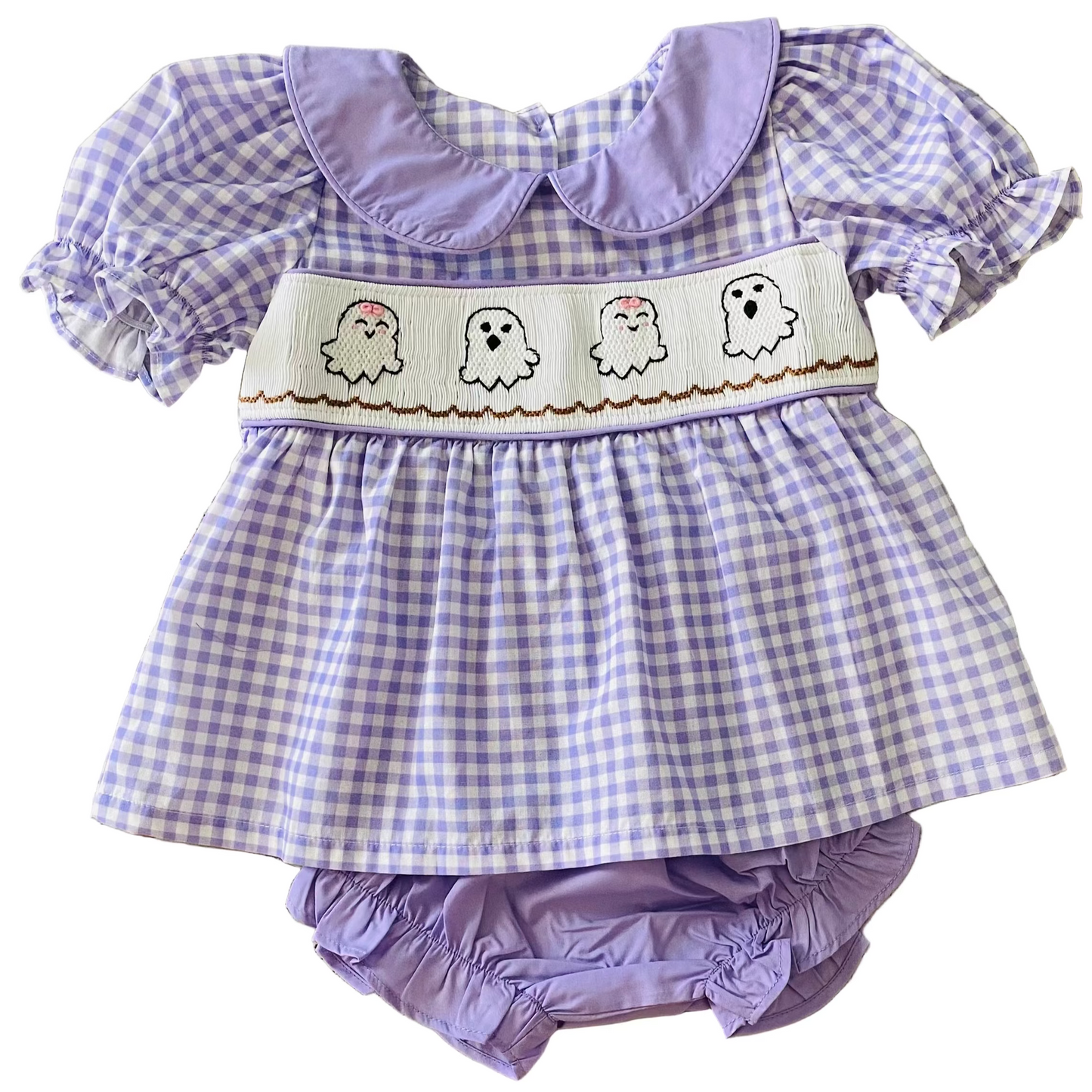 Ghost Smocked Diaper Set, Purple