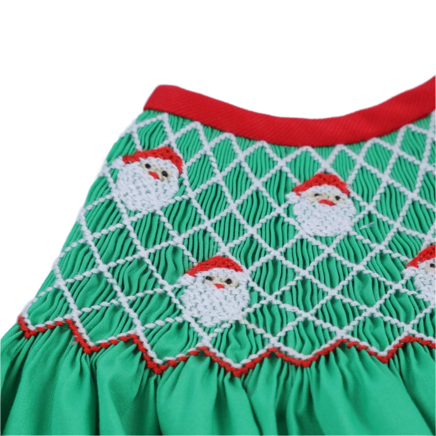 Santa Claus Smocked Dress, Green