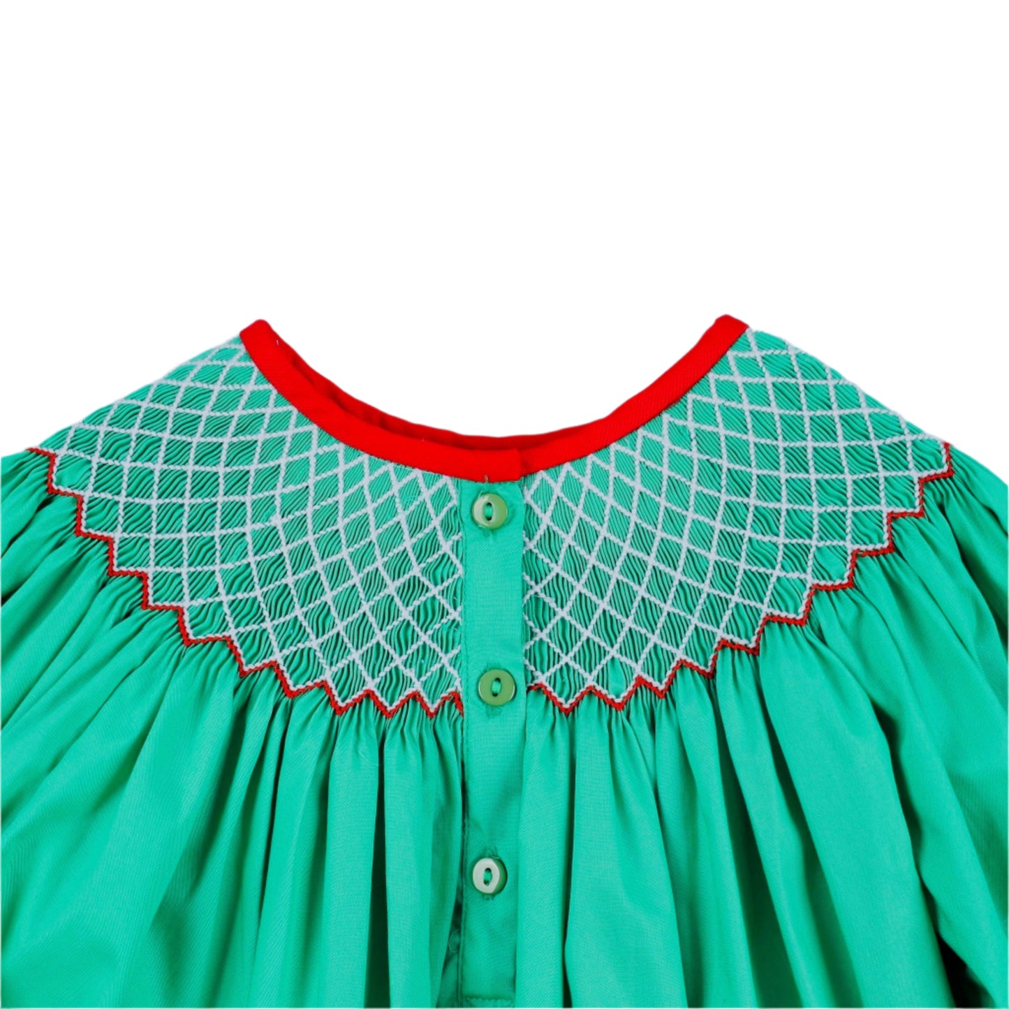 Santa Claus Smocked Dress, Green