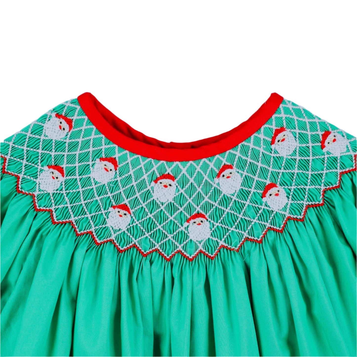 Santa Claus Smocked Dress, Green