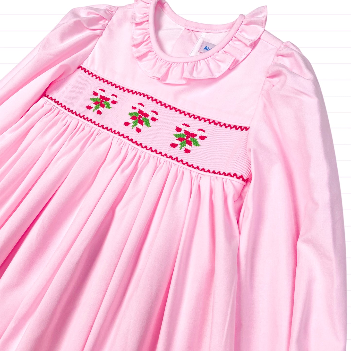 Triple Candy Cane Smocked Bubble, Pink