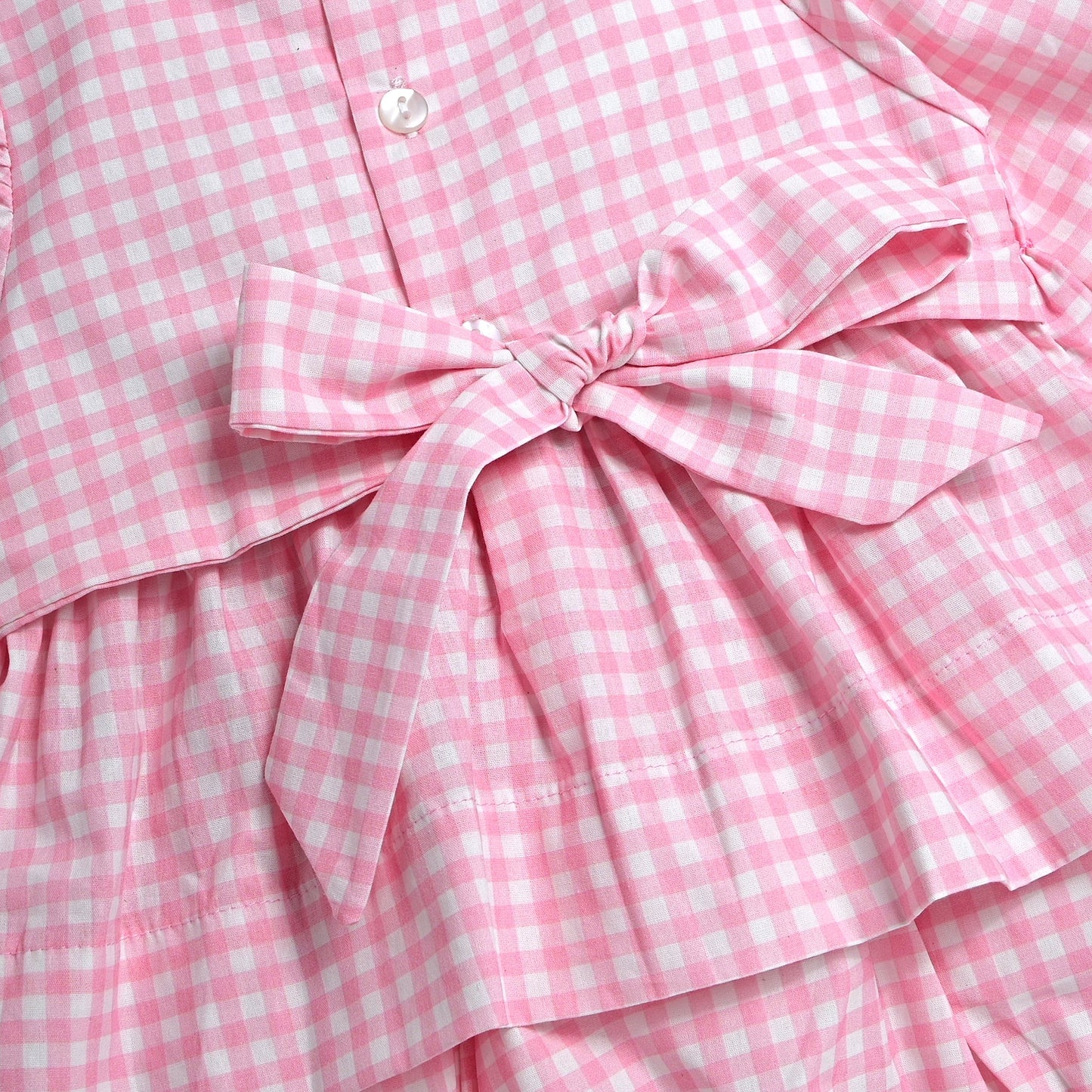 Christmas Tree Bow Smock Dress, Pink