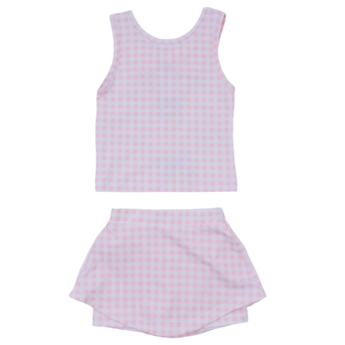 Classic Tennis Gingham Skort Set, Pink