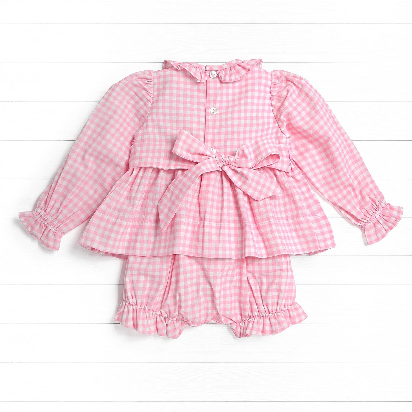 Christmas Tree Smock Bow Diaper Set, Pink