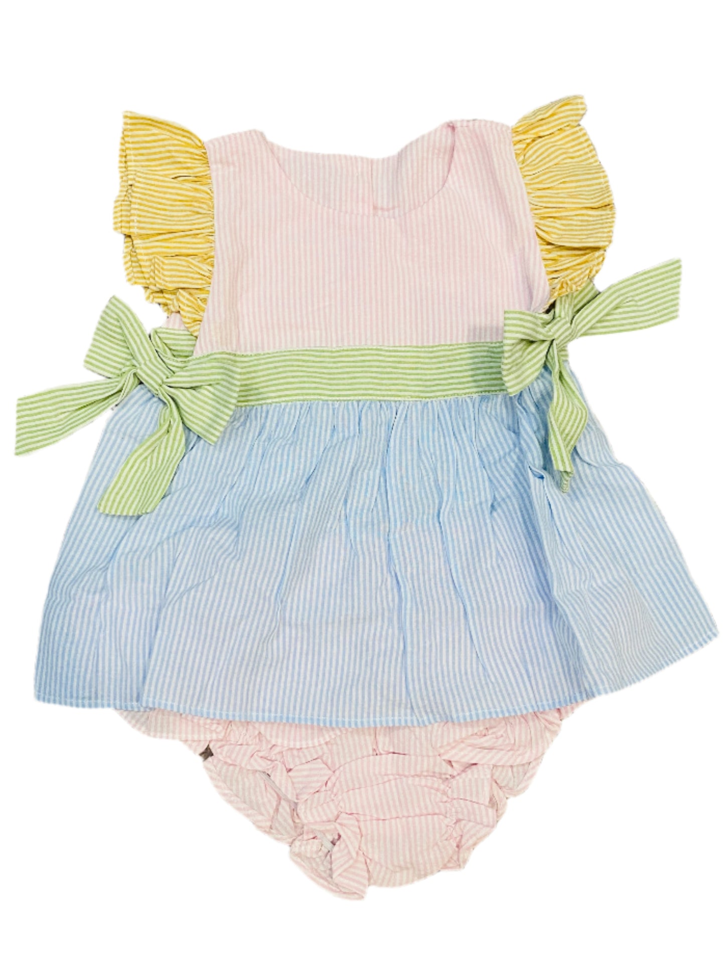 Spring Tie Seersucker Diaper Set