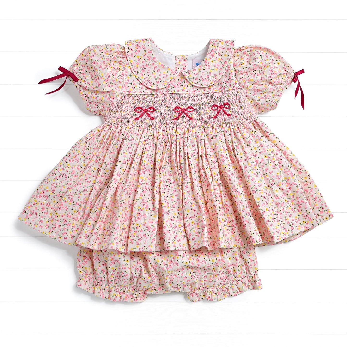 Triple Bow Smock, Diaper set