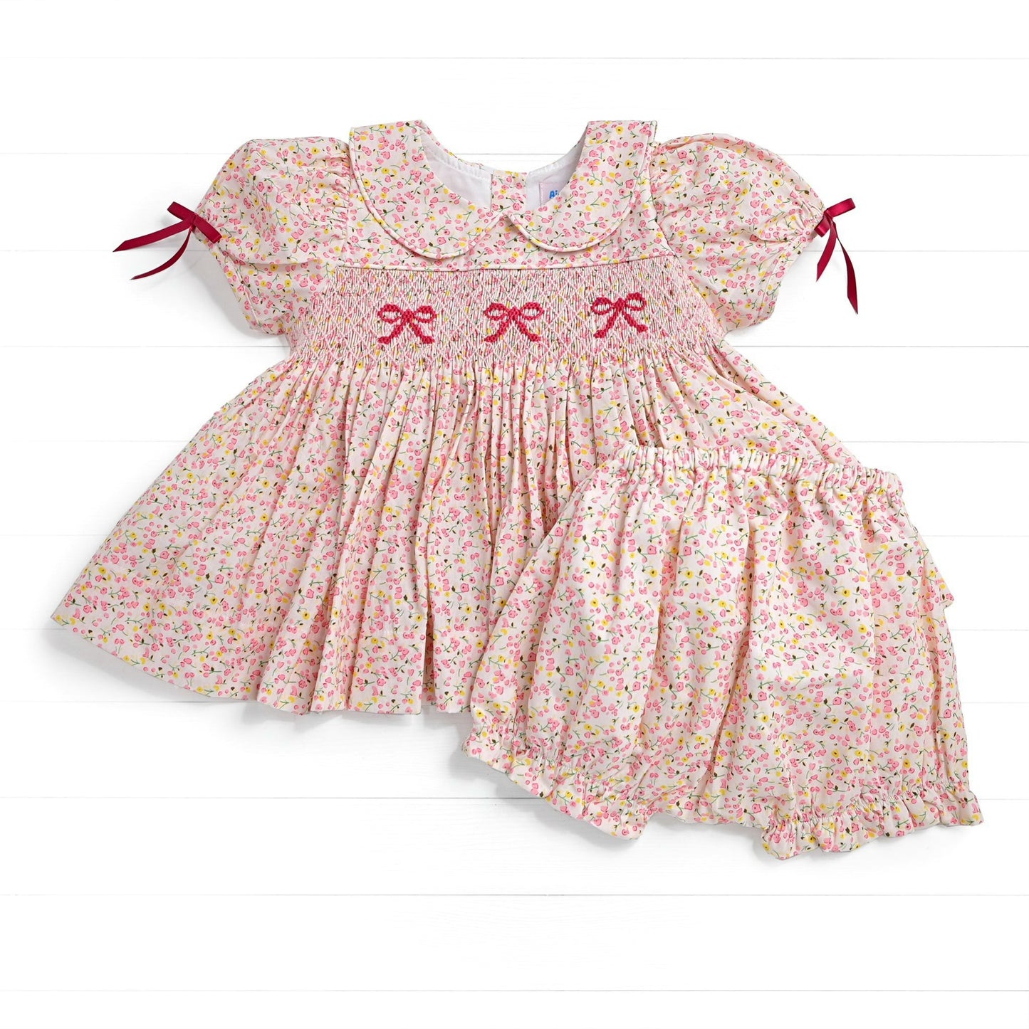 Triple Bow Smock, Diaper set