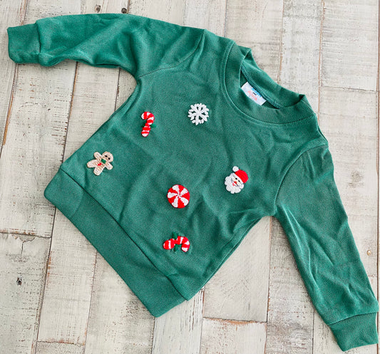 Christmas French Knot Sweatshirt, Green
