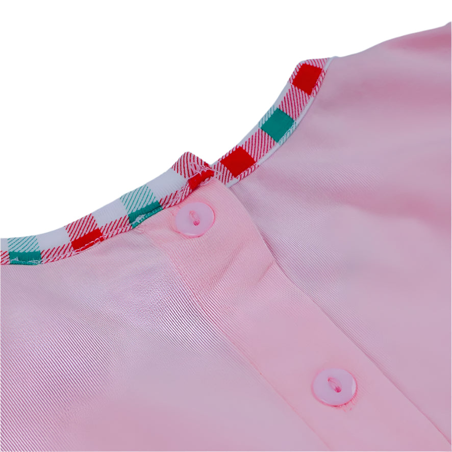Triple Santa French Knot Pant Set, Pink
