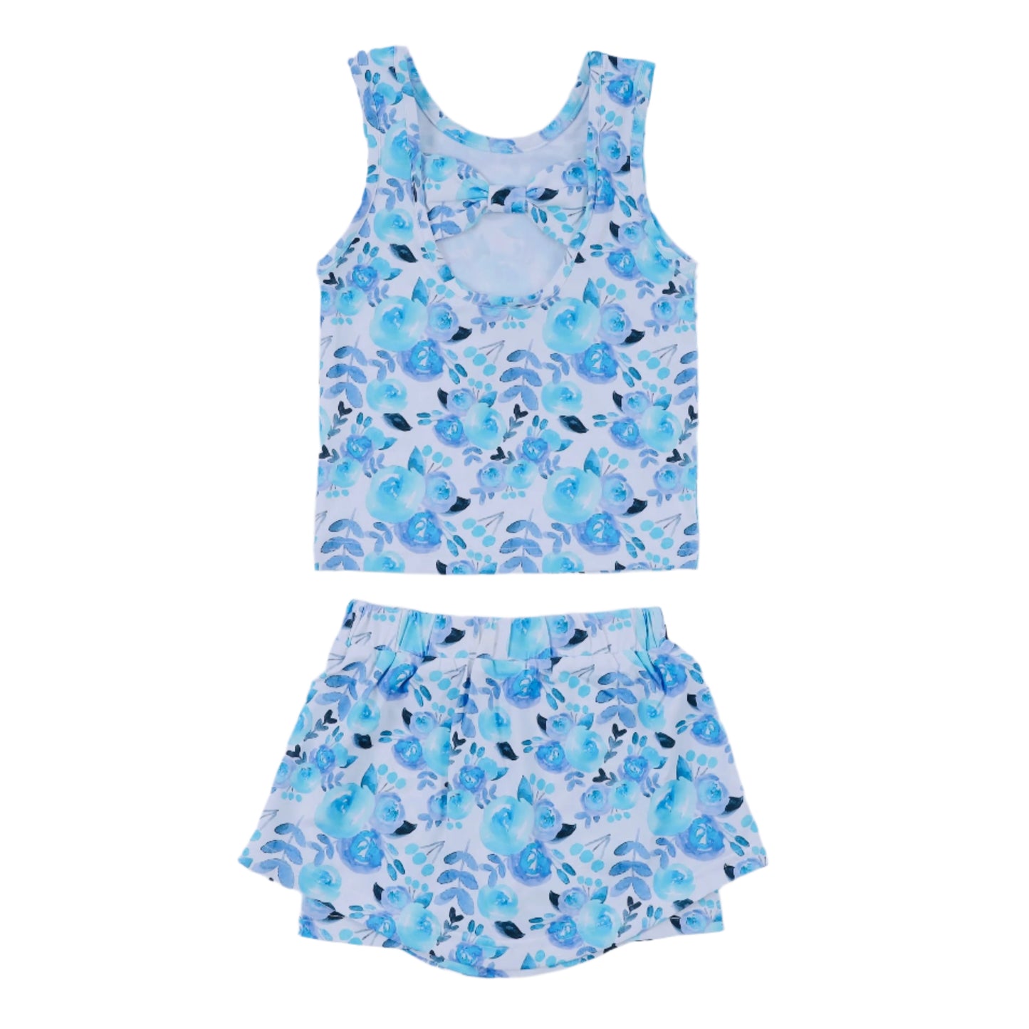 Classic Tennis Floral Skort Set, Blue