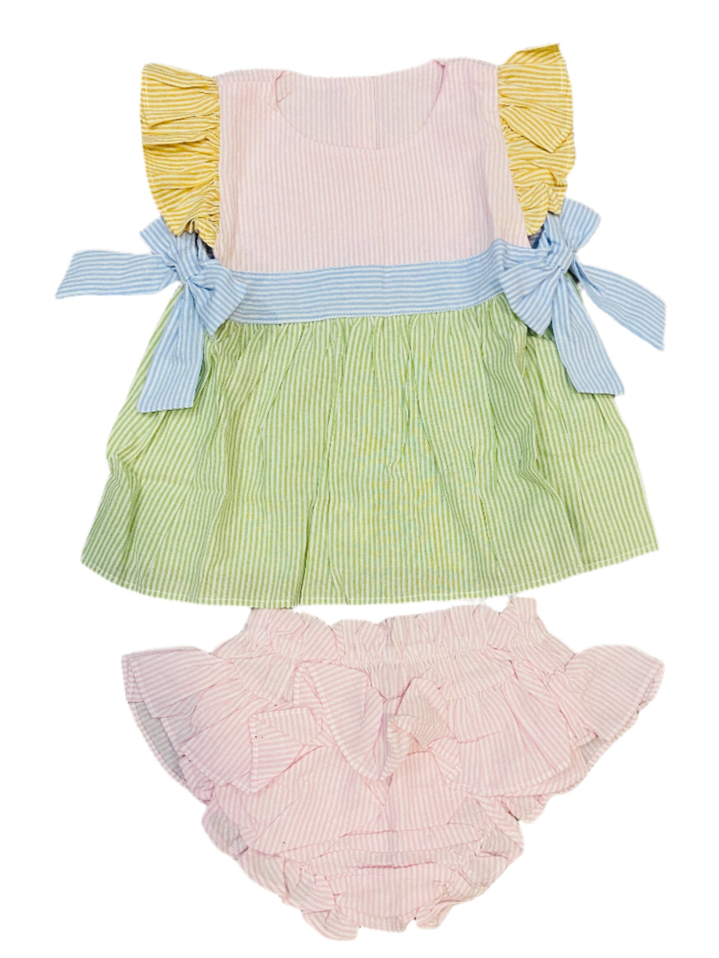 Spring Tie Seersucker Diaper Set