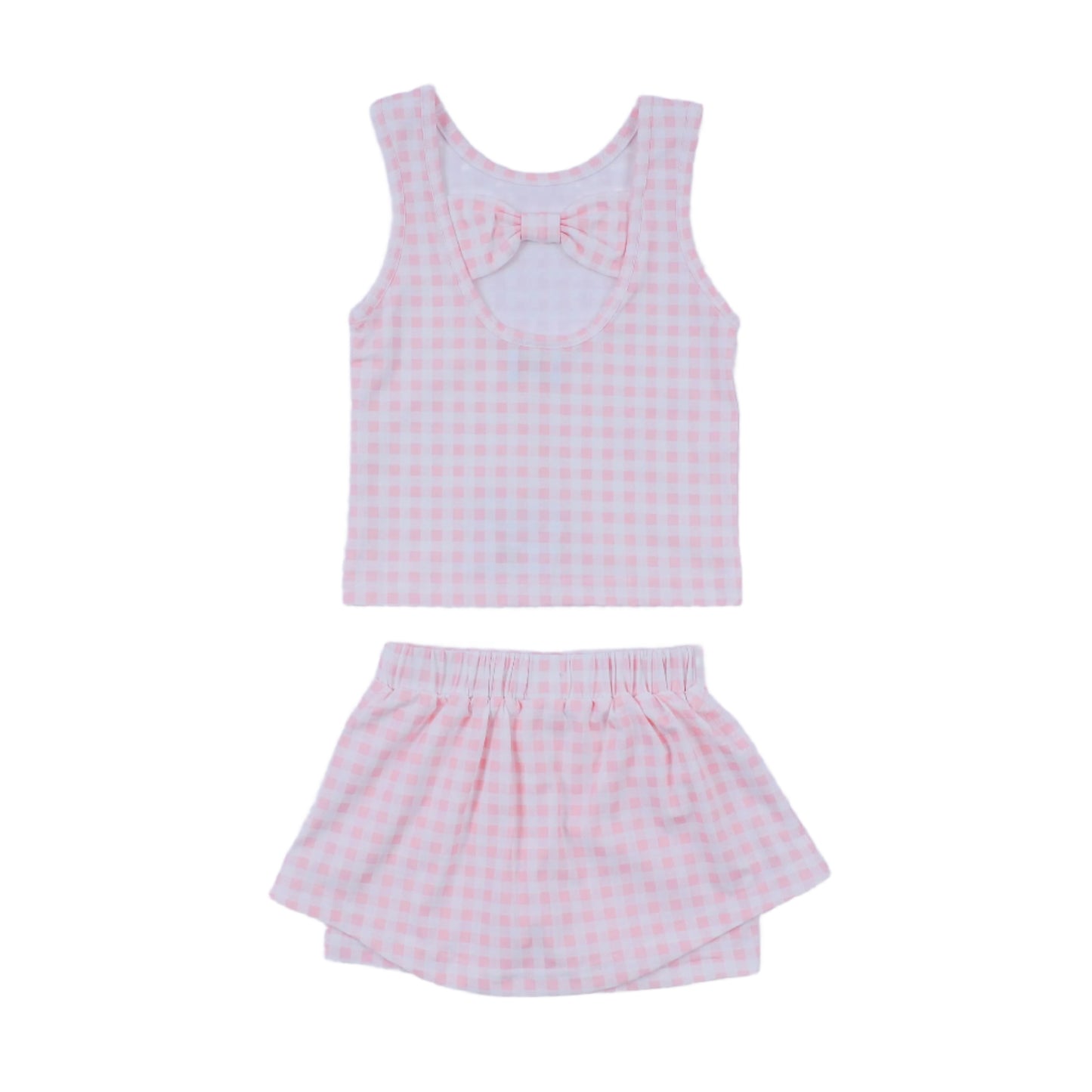 Classic Tennis Gingham Skort Set, Pink