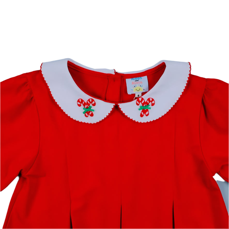 Candy Cane Collar Dress, Red