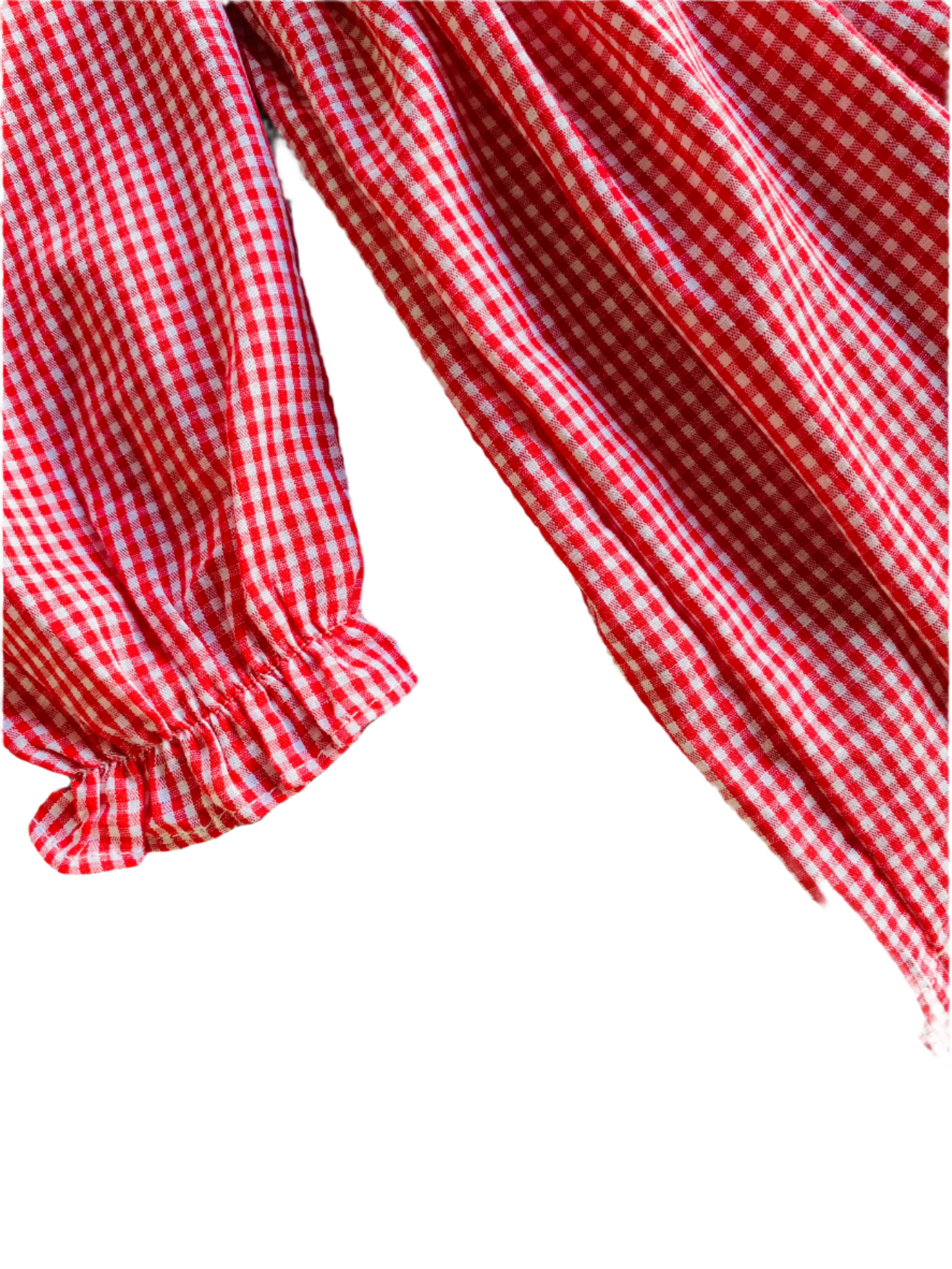 Diamond Smocked Gingham Dress, Red