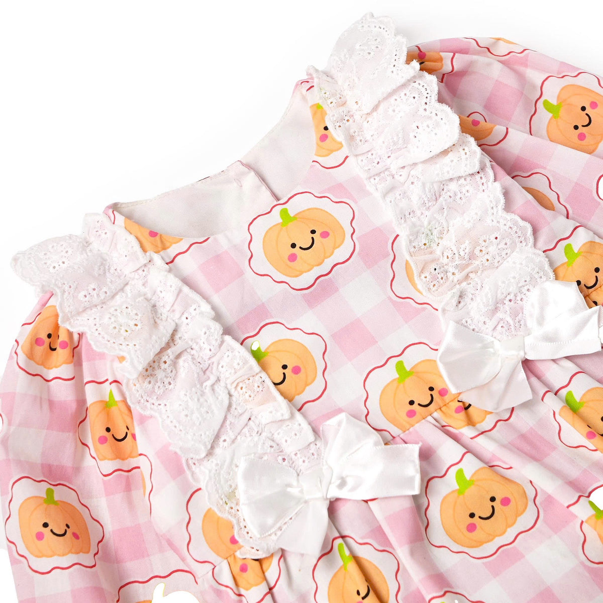 Pumpkin Gingham Bubbles, Pink