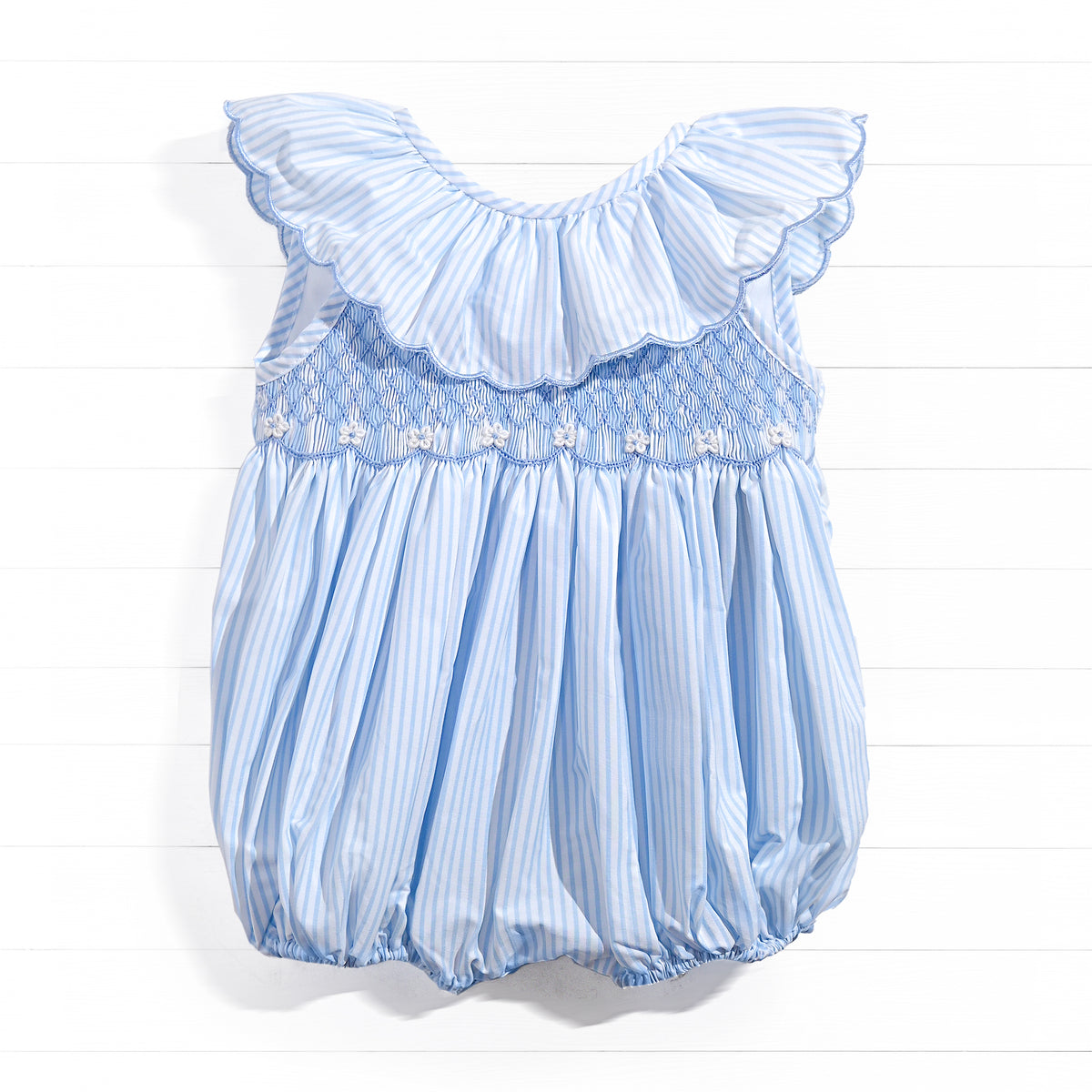 Floral Smock Pinstripe Bubble, Blue