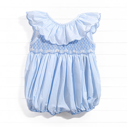 Floral Smock Pinstripe Bubble, Blue