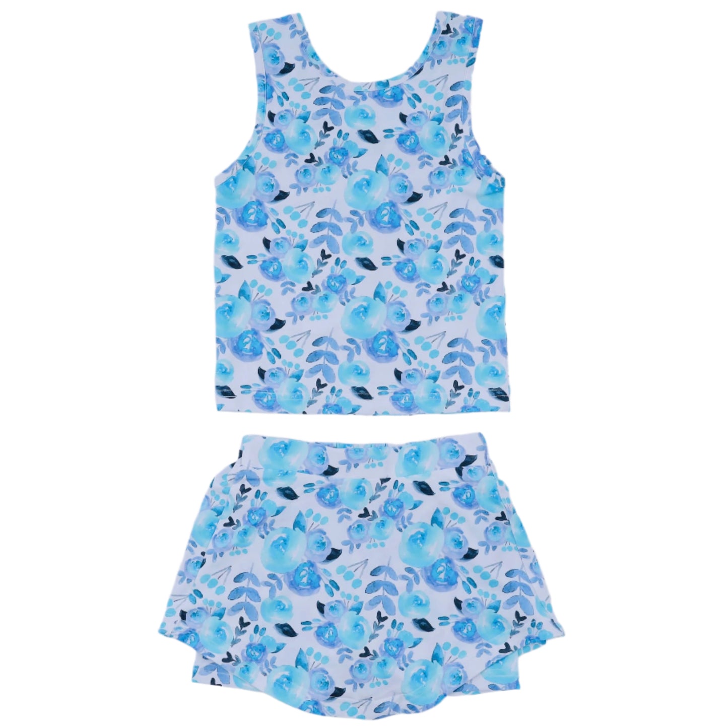 Classic Tennis Floral Skort Set, Blue