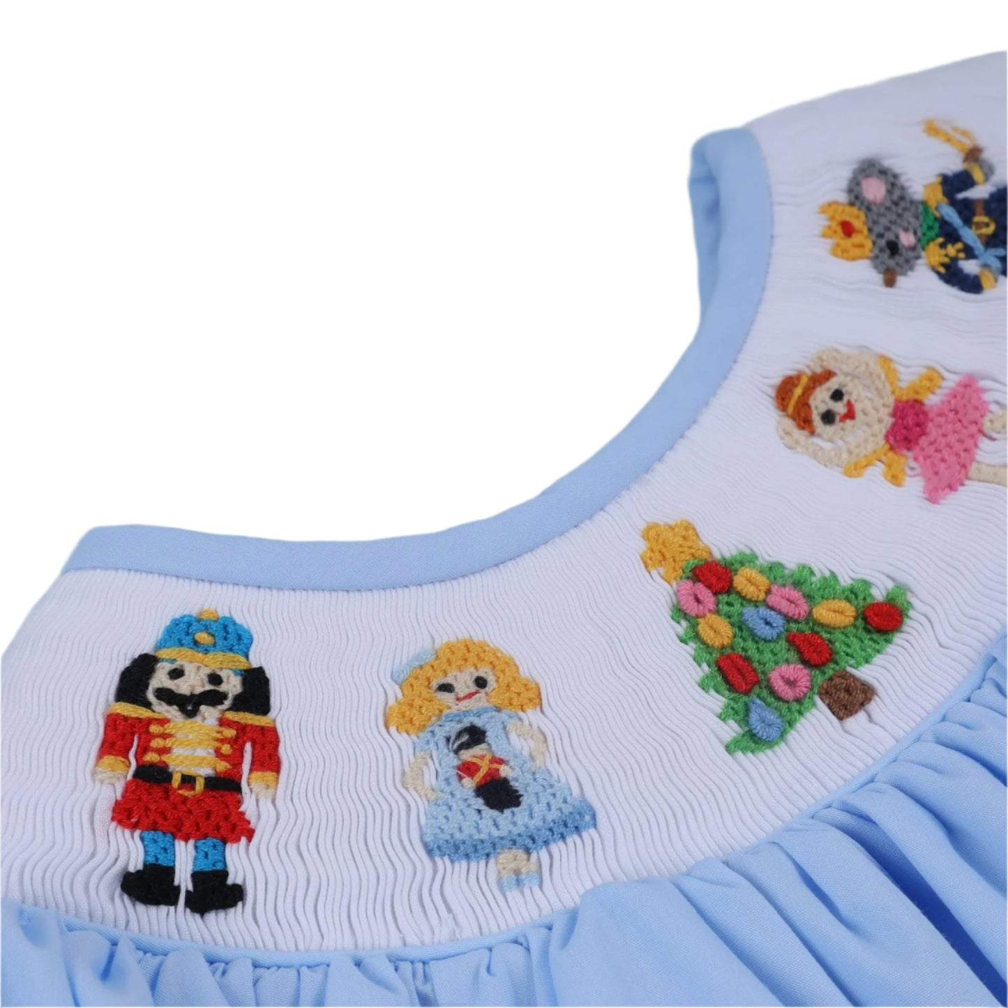 Christmas Smocked Romper, Blue
