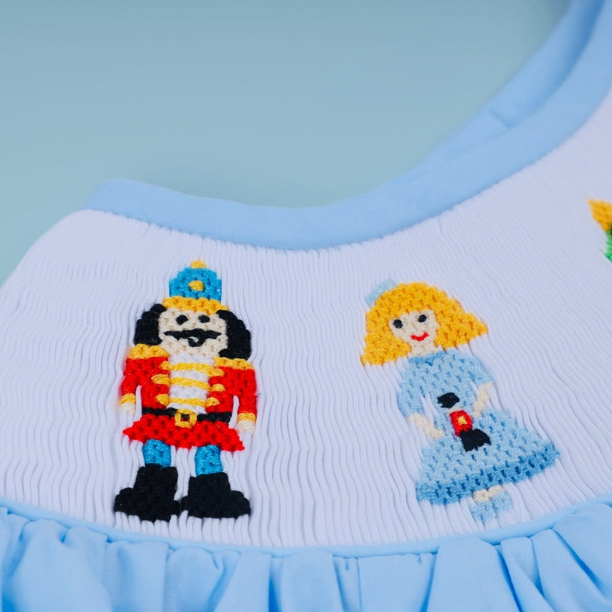 Christmas Smocked Dress, Blue