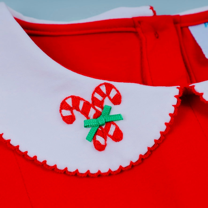 Candy Cane Collar Dress, Red