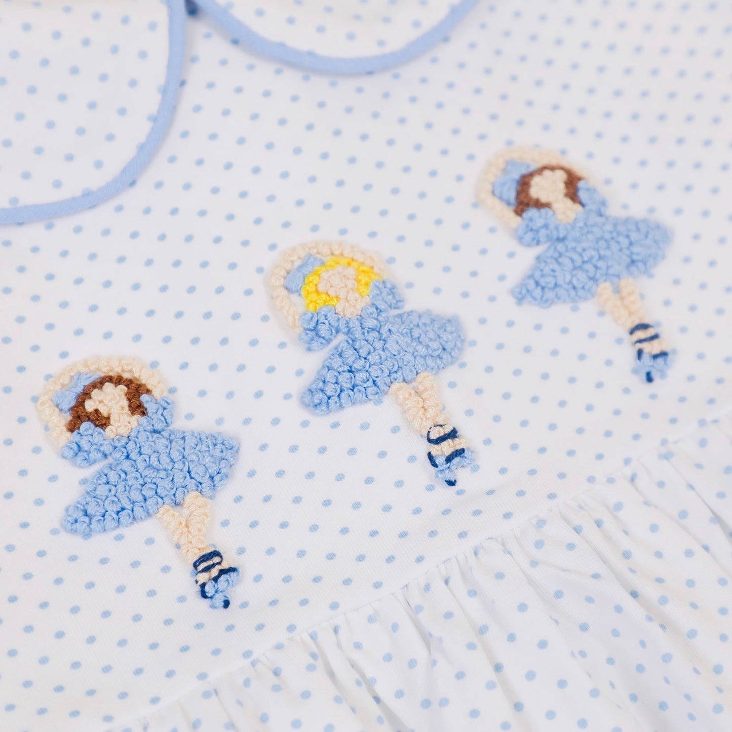 Polka Dot French Knot Ballerina, Blue